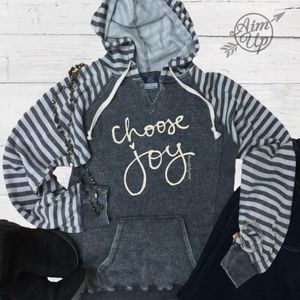 Choose Joy, Super Soft Hoodie, Striped Hooded,